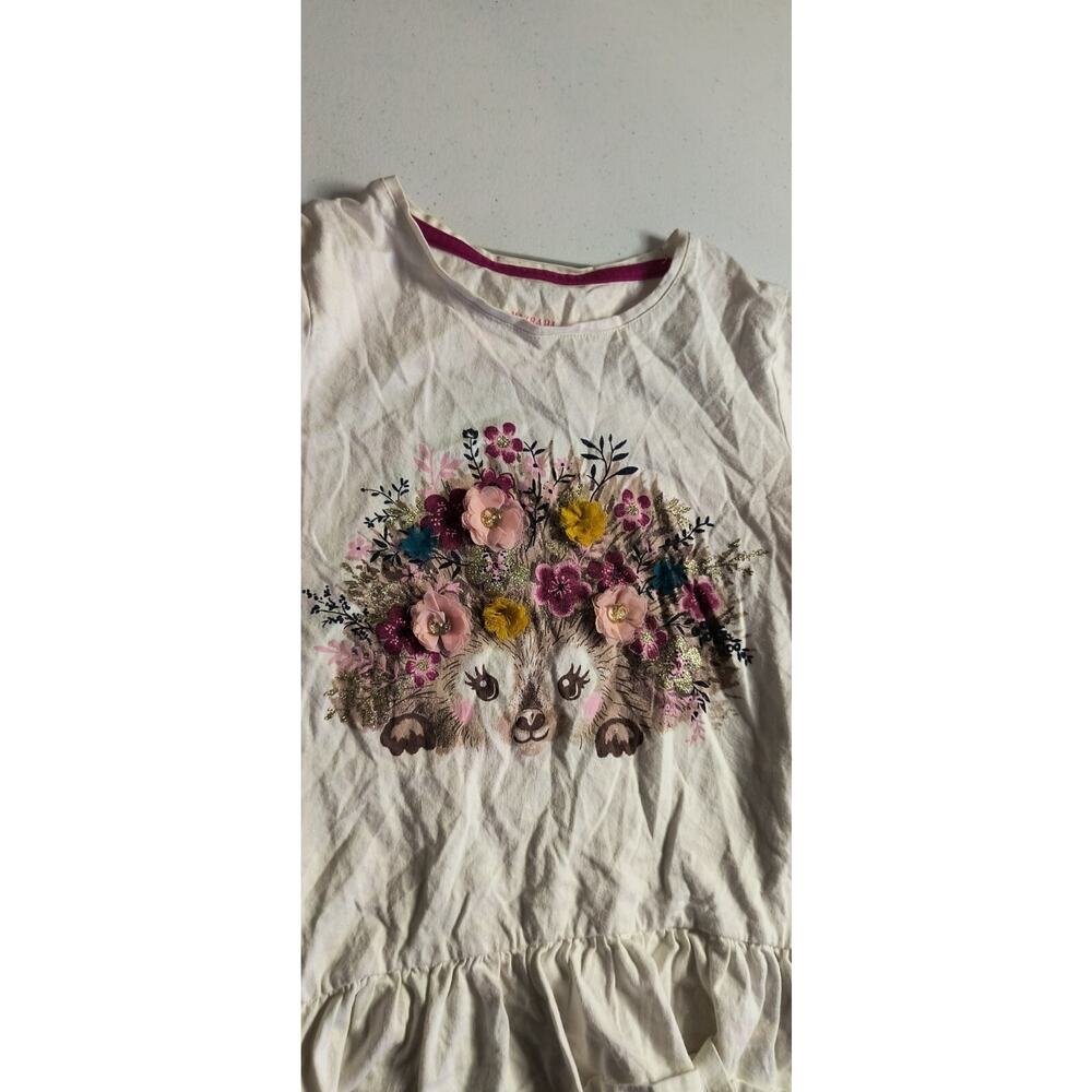 Isaac Mizrahi Girls Shirt Ruffle Hem Sequin Flower Long Sleeve White Sz 7-8 G001 - Picture 3 of 7
